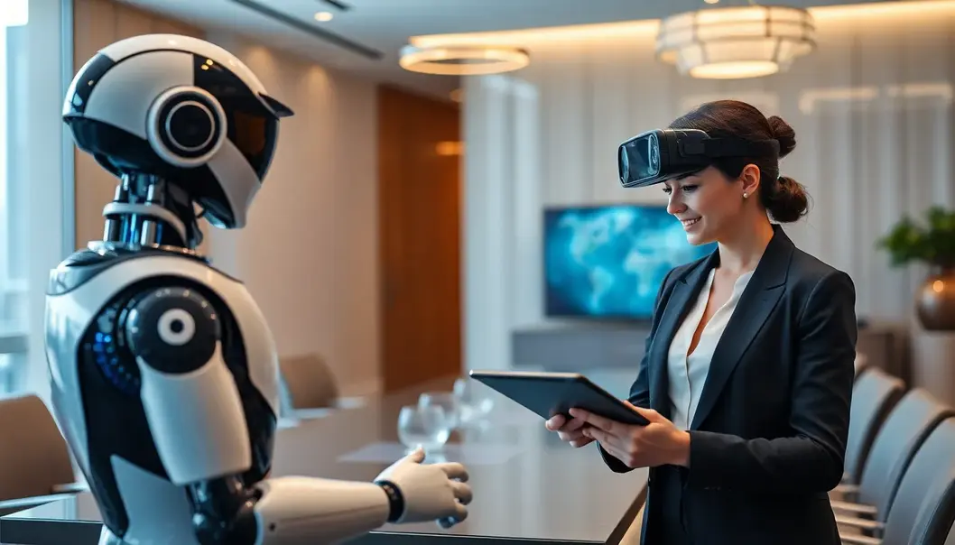 AI enhancing elegance in luxury office interiors through smart design solutions.