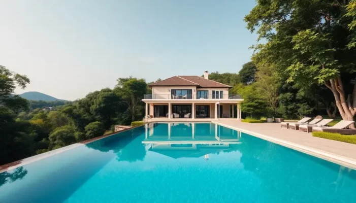 Luxurious villa with infinity pool, a perfect setting for a digital detox.